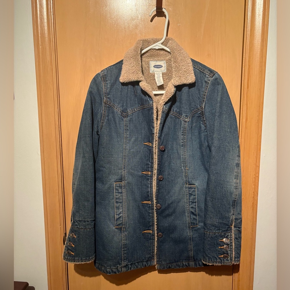 Vintage Old Navy Denim Jacket Womens Small Sherpa Lined Outdoor Western Riding